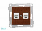 Розетка компьютерная 2xRJ45 (Cat5e, скрытая, без рамки) орех, RITA, MUTLUSAN