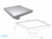Сливной трап вертикальный D 50, решетка нерж. 200х200 мм, NOVA