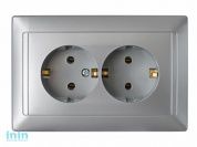 Розетка 2-ая (скрытая, с/з) серебро, Стиль, Bylectrica (штепсельная двухместная с заземляющим контактом скрытой установки Гарантийный срок:24 месяца)