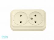 Розетка 2-ая (открытая, б/з) бежевая, Вариант, BYLECTRICA (штепсельная двухместная для открытой установки Гарантийный срок:24 месяца)