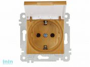Розетка 1-ая (скрытая, без рамки, с/з, с крышкой) дуб, RITA, MUTLUSAN (16 A, 250 V, IP 20)