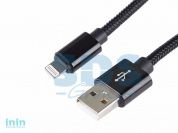 USB кабель для iPhone 5/6/7/8/X моделей, в армированной оплетке черный (REXANT)