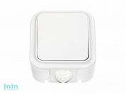 Выключатель 1 клав. (открытый, 10А, брызг. защ.) белый, Пралеска Аква, BYLECTRICA (на два направления одноклавишный для открытой установки брызгозащищ