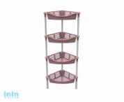 Этажерка угловая с корзинками "Krita" 4-х секционная, коралл, BEROSSI (Изделие из пластмассы. Размер 396 х 275 х 945  мм)