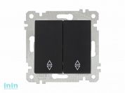 Выключатель проходной 2-клав. (скрытый, без рамки, пруж. зажим) черный, RITA, MUTLUSAN (10 A, 250 V, IP 20)
