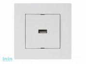 Розетка 1-ая USB (скрытая, горизонт.) белая, RITA, MUTLUSAN (USB charge, 5V-2.1A)