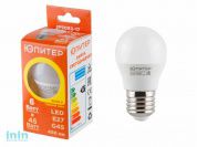 Лампа светодиодная G45 ШАР 6 Вт 170-240В E27 3000К ЮПИТЕР (45 Вт аналог лампы накал., 450Лм, теплый белый свет)