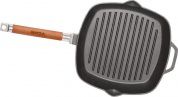 Сковорода гриль чугунная квадратная 280х280 с деревянной ручкой арт. 1028