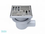 Сливной трап гор. D 50 TQ5612 с сухим затвором, решетка нерж., регулир.150х150 мм, серый, РосТурПлас (Трап пластиковый сухой затвор 50 гор.) (РосТурПл