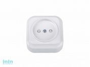 Розетка 1-ая (открытая, б/з, з/ш) белая, Вариант, Bylectrica (Розетка штепсельная для открытой установки со шторками Гарантийный срок:24 месяца)