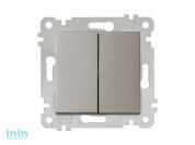 Выключатель 2-клав. (скрытый, без рамки, пруж. зажим) титан, RITA, MUTLUSAN (10 A, 250 V, IP 20)