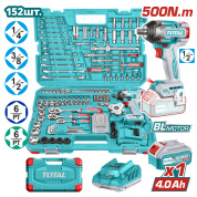 Гайковерт аккумуляторный с набором инструмента TOTAL THKTHP31522 (152шт.)