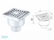 Сливной трап вертикальный D 50, с сухим затвором, решетка нерж. 100х100 мм, NOVA