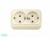 Розетка 2-ая (открытая, с/з) бежевая, Вариант, BYLECTRICA (штепсельная двухместная для открытой установки с заземляющим контактом Гарантийный срок:24