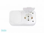 Розетка 2-ая (открытая, с/з, брызг. защ.) белая, Bylectrica (двухместная с заземляющим контактом брызгозгозащищенная открытой установки Гарантийный ср