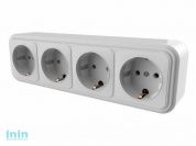 Розетка 4-ая (открытая, с/з) белая, Стандарт, Юпитер (RA16-466-Б) (ЮПИТЕР)