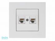 Розетка компьютерная 2xRJ45 (Cat5e, скрытая) белая, RITA, MUTLUSAN