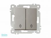 Выключатель проходной 2-клав. (скрытый, без рамки, пруж. зажим) титан, RITA, MUTLUSAN (10 A, 250 V, IP 20)