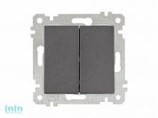 Выключатель 2-клав. (скрытый, без рамки, пруж. зажим) дымчатый, RITA, MUTLUSAN (10 A, 250 V, IP 20)