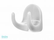 Крючок-вешалка самоклеющийся, двухрожковый, 5 шт., белый, GARDENPLAST (h=44 мм, b=38 мм)