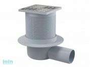 Сливной трап 105х105/50, подводка - боковая, решетка - нержавеющая сталь, гидрозатвор - комбинирован (Сливной трап 105х105/50, подводка - боковая, реш