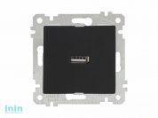 Розетка 1-ая USB (скрытая, без рамки) черная, RITA, MUTLUSAN (USB charge, 5V-2.1A)