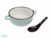 Миска керамическая с ложкой, 127 мм, Прованс, серая, PERFECTO LINEA (Супер цена!   объем 415мл)