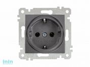 Розетка 1-ая (скрытая, без рамки, с/з) дымчатая, RITA, MUTLUSAN (16 A, 250 V, IP 20)