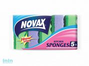 Губки кухонные 5 шт NV (Материал: Пенополиуретан + фибра. Цвет: Зеленый / Фиолетовый. Размер единицы: 80 x 50 x 32 мм) (NOVAX)