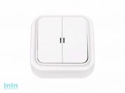 Выключатель 2 клав. (открытый, 10А) со световой индикацией, белый, Пралеска, BYLECTRICA (Выключатель двухклавишный со световой индикацией открытой уст