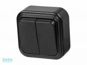 Выключатель 2 клав. (открытый, до 6А) черный, Стандарт, Юпитер (VA56-232-Ч) (ЮПИТЕР)