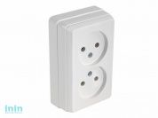 Розетка 2-ая (открытая, б/з) белая, BRON, MUTLUSAN (16 A, 250 V, IP 20)