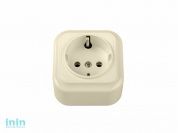 Розетка 1-ая (открытая, с/з) бежевая, Вариант, BYLECTRICA (штепсельная для открытой установки с заземляющим контактом Гарантийный срок:24 месяца)