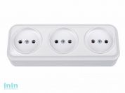 Розетка 3-ая (открытая, б/з) белая, Вариант, Bylectrica (Розетка штепсельная трехместная для открытой установки Гарантийный срок:24 месяца)