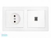 Блок выкл. 1 клав. + розетка (скрытая, б/з) со световой индикацией, белая, Стиль, BYLECTRICA (Гарантийный срок:24 месяца)