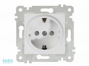 Розетка 1-ая (скрытая, без рамки, с/з, шторки) белая, RITA, MUTLUSAN (16 A, 250 V, IP 20)