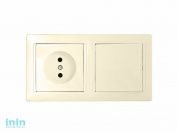 Блок выкл. 1 клав. + розетка (скрытая, б/з) бежевый, Стиль, BYLECTRICA (Выключатель одноклавишный + розетка скрытой установки Гарантийный срок:24 меся