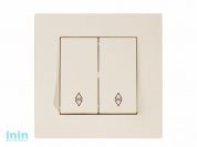 Выключатель проходной 2-клав. (скрытый, винт. зажим) кремовый, RITA, MUTLUSAN (10 A, 250 V, IP 20)