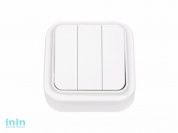 Выключатель 3 клав. (открытый, 6А) белый, Пралеска, BYLECTRICA (Выключатель трехклавишный открытой установки Гарантийный срок:24 месяца)