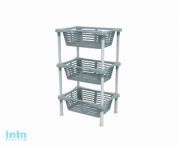 Этажерка с корзинками "Krita" 3-х секционная, серая мистерия, BEROSSI (Изделие из пластмассы. Размер 441 х 301 х 680  мм)