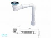 Сифон для душевого поддона низкий h 70 мм, выпуск 64 мм, с гибкой трубой 1 1/2" - 40/50мм, NOVA