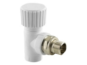 Кран вентильный для радиатора ПП 20х1/2" угловой, белый РосТурПласт