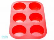 Форма для выпечки, силиконовая, прямоугольная на 6 кексов, 26 х 17.5 х 3 см, красная, PERFECTO LINEA