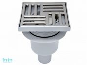 Сливной трап вер. D 50 TQ5702 с сухим затвором, решетка нерж., регул, 100х100 мм, серый, РосТурПласт (Трап пластиковый сухой затвор 50 вер.)