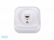 Розетка 1-ая компьютерная (открытая) белая,Вариант, BYLECTRICA (компьютерная открытой установки Гарантийный срок:24 месяца)