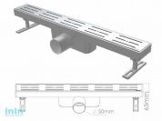 Сливной трап горизонтальный D 50, решетка нерж., 65х800мм полоски, NOVA