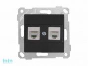 Розетка компьютерная 2xRJ45 (Cat6, скрытая, без рамки) черная, RITA, MUTLUSAN