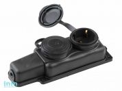 Розетка 2-ая переносная (с/з, 16А, 250В, брызг. защ.) каучук, черная, Юпитер (РП16-232) (ЮПИТЕР)