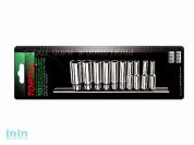 Набор головок 1/4" дюймовые 3/16"-9/16" 12гр. 10шт на подвесе TOPTUL (GBAR1001)