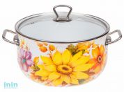 Кастрюля стальная эмалированная, 6.2 л, серия Цветочный хоровод, PERFECTO LINEA (Супер цена!  диаметр 24 см, высота 15 см)